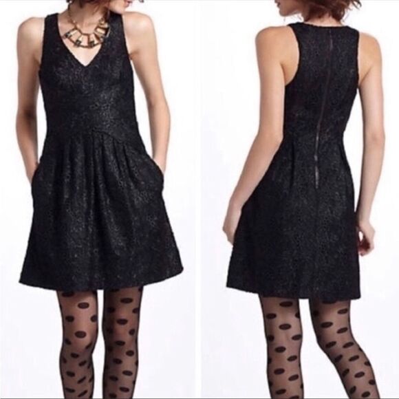 Leifsdottir Anthropologie Black Lace Eyelet Dress Lingonberry Sleeveless Size 4 - Picture 15 of 15